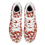 Red Apple Pattern Print High Top Leather Sneakers