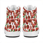 Red Apple Pattern Print High Top Leather Sneakers