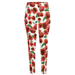 Red Apple Pattern Print High-Waisted Pocket Leggings