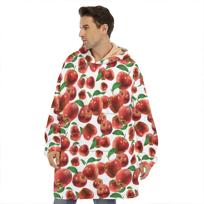 Red Apple Pattern Print Hoodie Blanket
