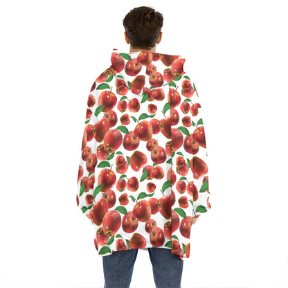 Red Apple Pattern Print Hoodie Blanket