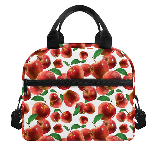 Red Apple Pattern Print Insulated Lunch Bag