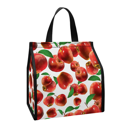 Red Apple Pattern Print Insulated Lunch Tote