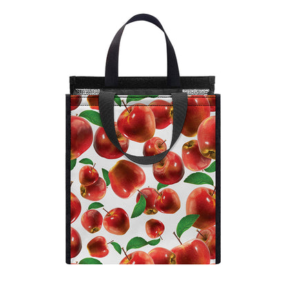 Red Apple Pattern Print Insulated Lunch Tote
