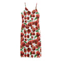 Red Apple Pattern Print Jersey Midi Cami Dress