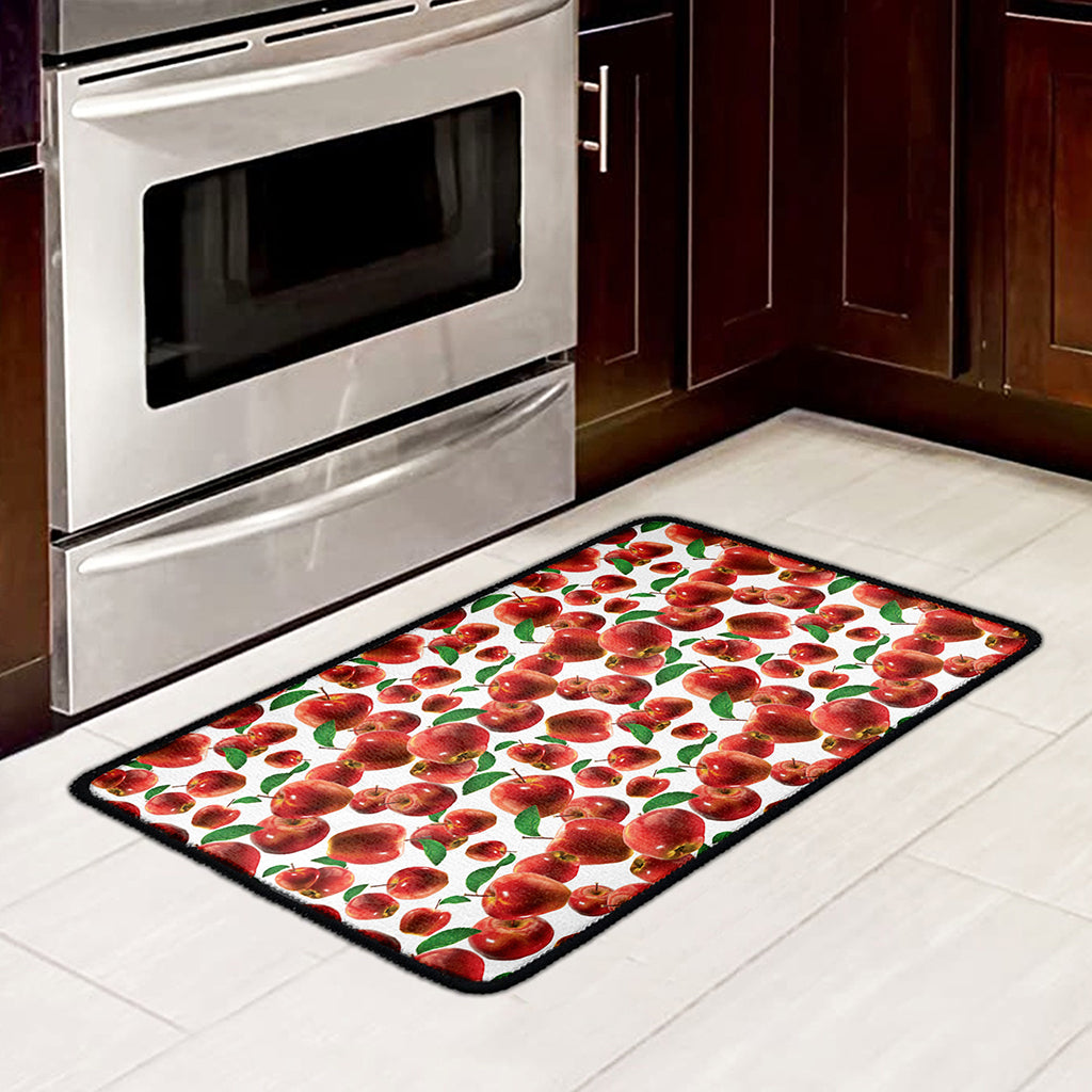 Red Apple Pattern Print Kitchen Mat