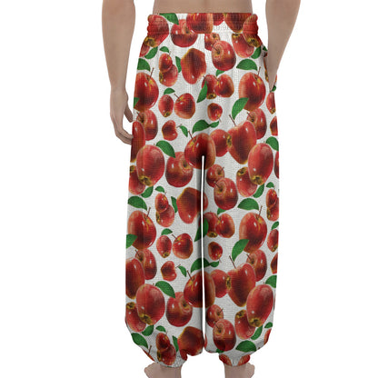 Red Apple Pattern Print Lantern Pants