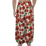 Red Apple Pattern Print Lantern Pants