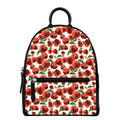 Red Apple Pattern Print Leather Backpack
