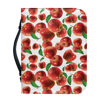 Red Apple Pattern Print Leather Bible Cover