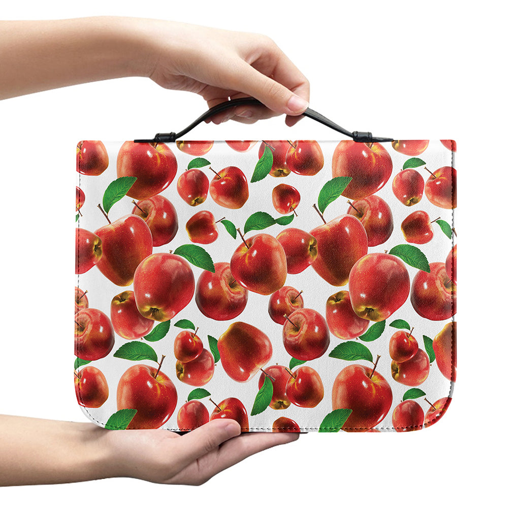 Red Apple Pattern Print Leather Bible Cover