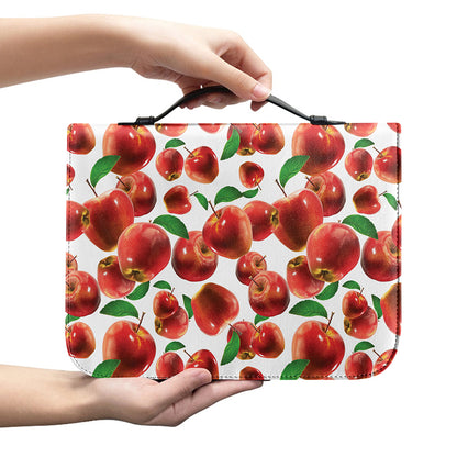 Red Apple Pattern Print Leather Bible Cover