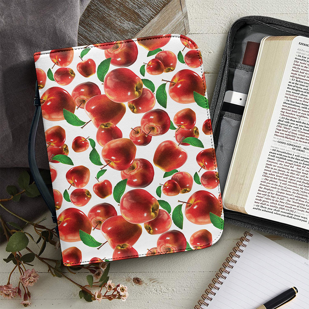 Red Apple Pattern Print Leather Bible Cover