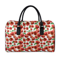 Red Apple Pattern Print Leather Duffel Bag