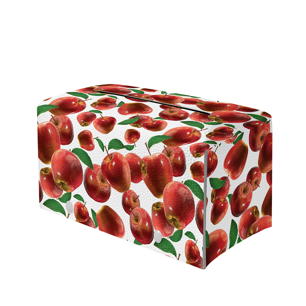 Red Apple Pattern Print Leather Tissue Box Cover