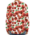 Red Apple Pattern Print Long Sleeve Baseball Jersey