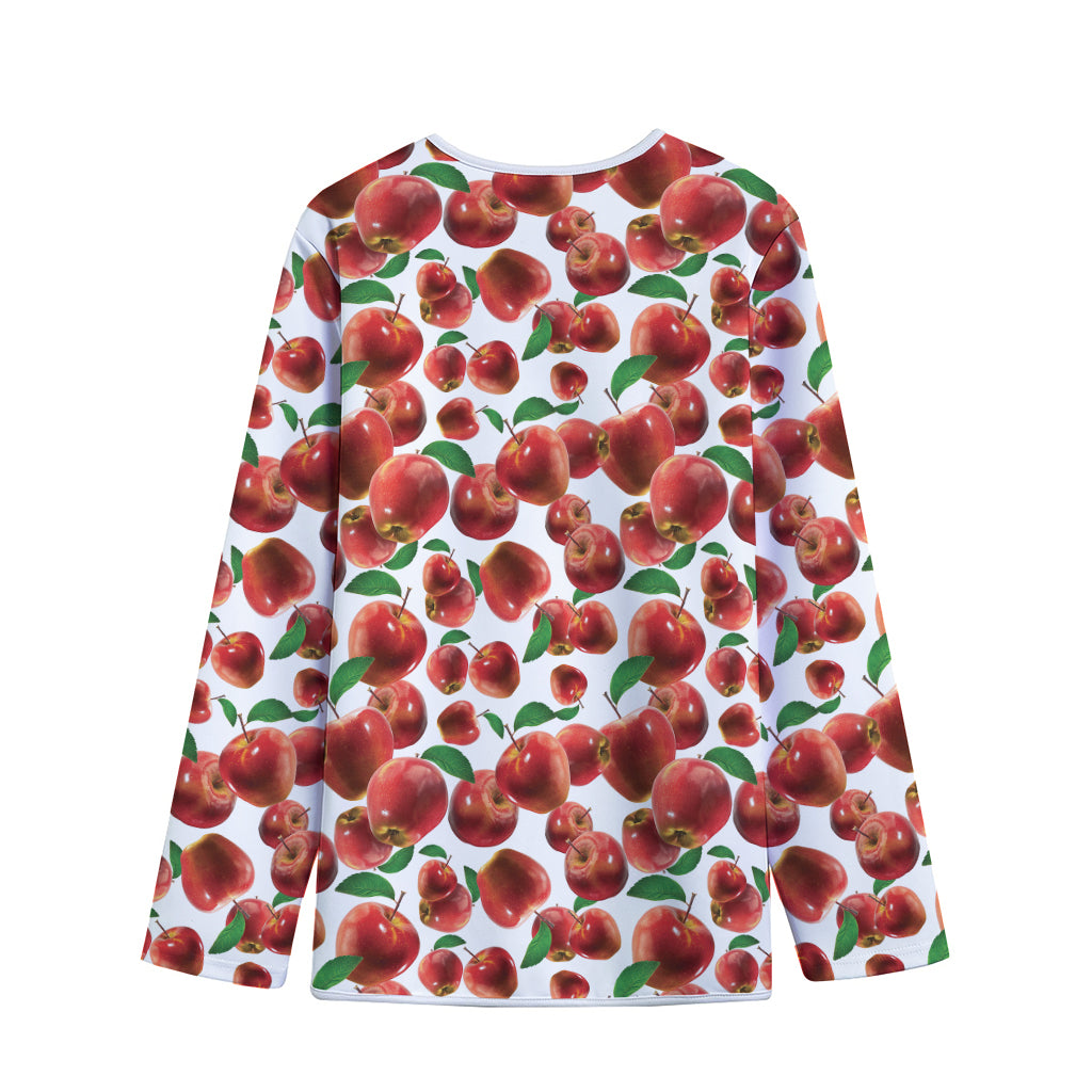 Red Apple Pattern Print Long Sleeve Short Coat