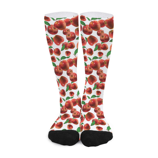 Red Apple Pattern Print Long Socks