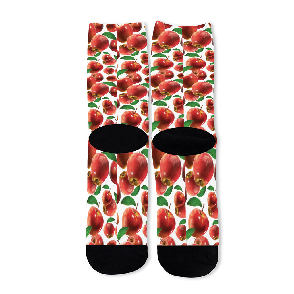 Red Apple Pattern Print Long Socks