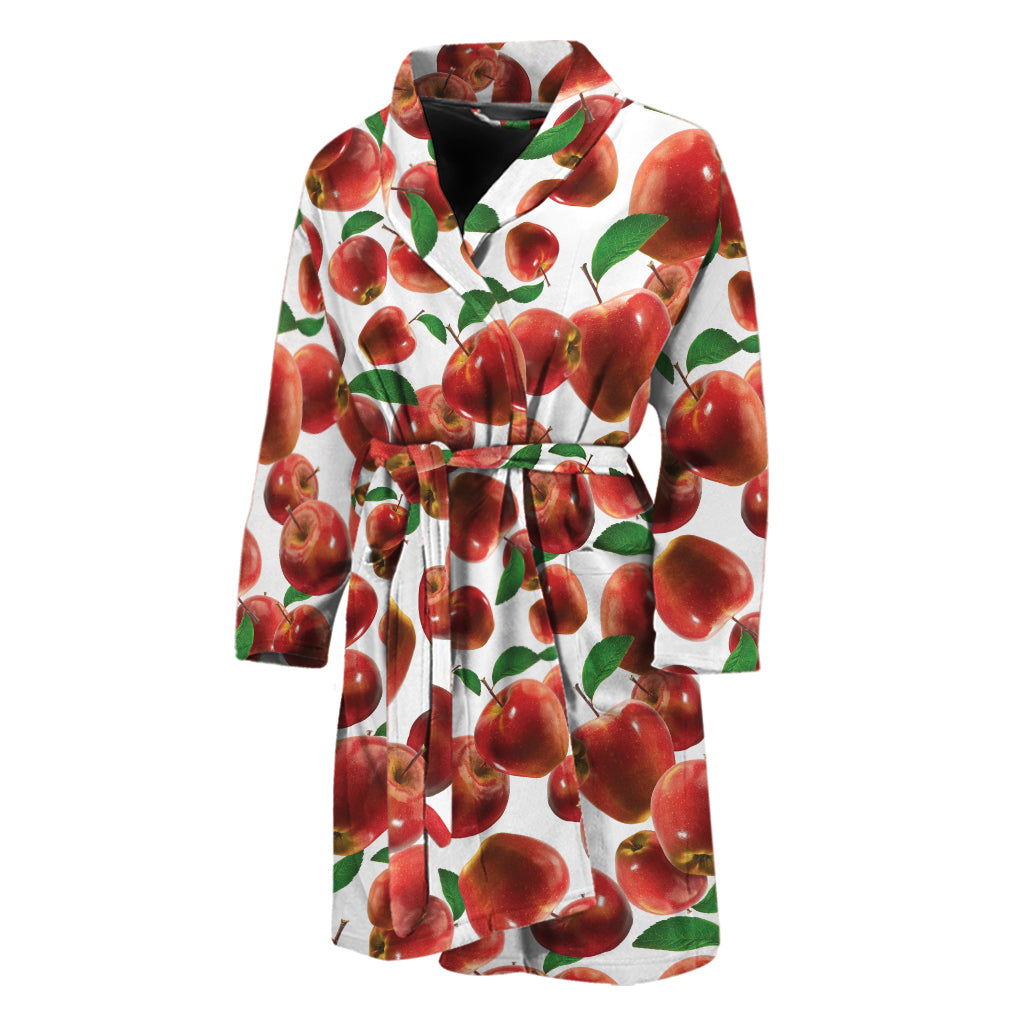 Red Apple Pattern Print Men's Bathrobe