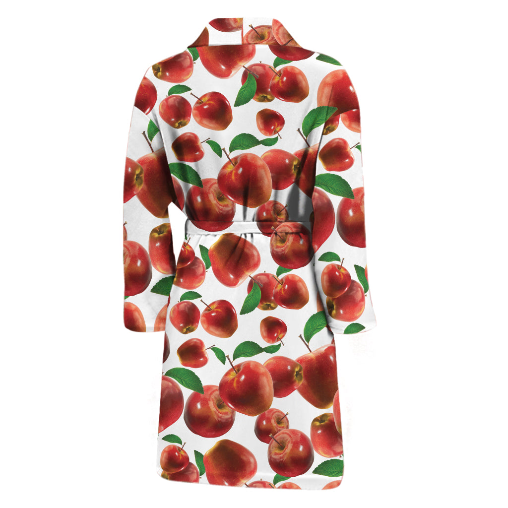 Red Apple Pattern Print Men's Bathrobe