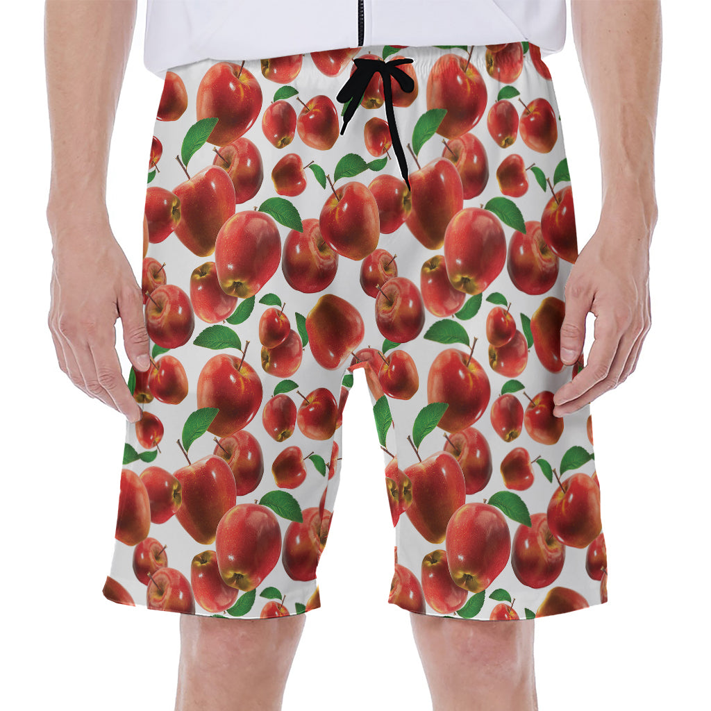 Red Apple Pattern Print Men's Beach Shorts