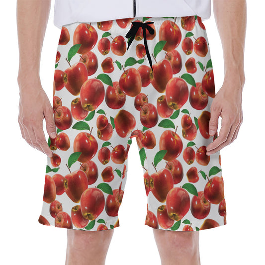 Red Apple Pattern Print Men's Beach Shorts