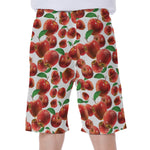 Red Apple Pattern Print Men's Beach Shorts