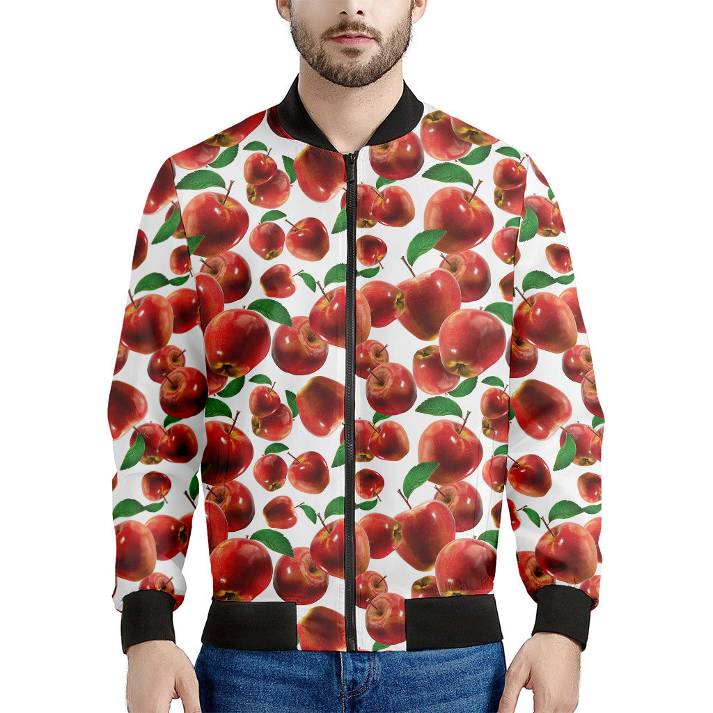 Red Apple Pattern Print Men's Bomber Jacket