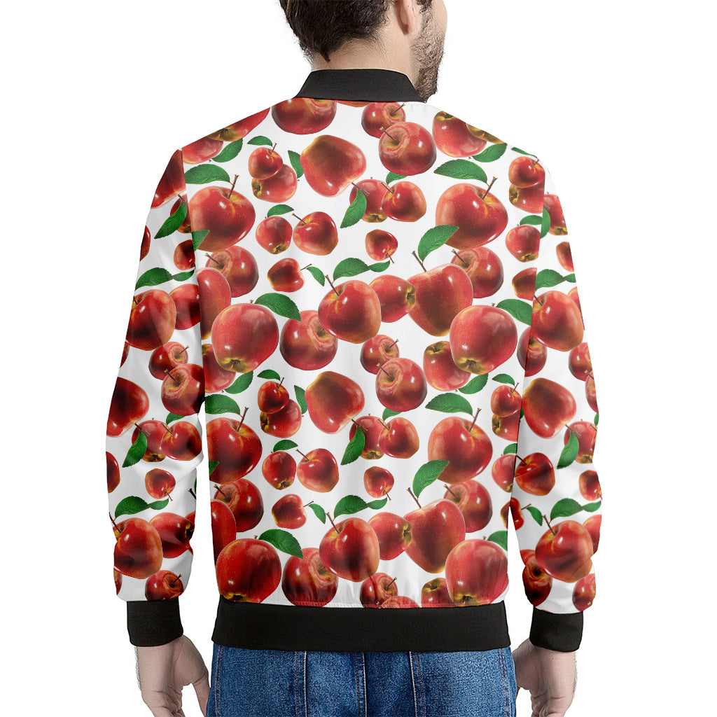 Red Apple Pattern Print Men's Bomber Jacket