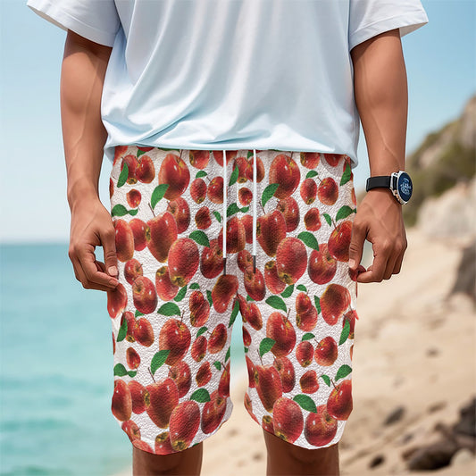 Red Apple Pattern Print Men's Cargo Shorts
