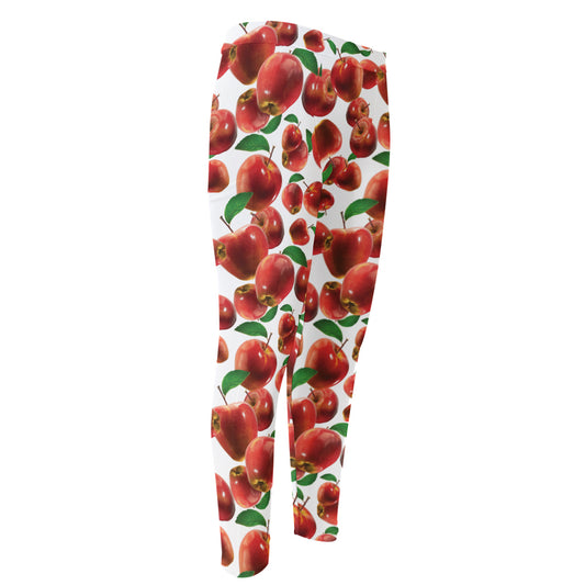 Red Apple Pattern Print Men's Compression Pants
