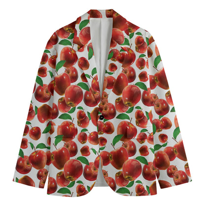 Red Apple Pattern Print Men's Cotton Blazer