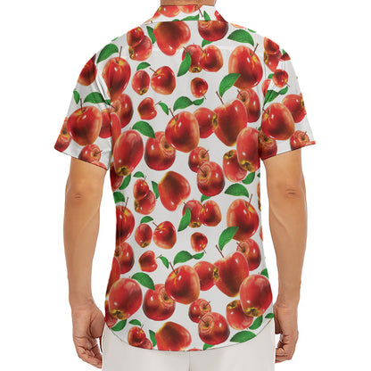 Red Apple Pattern Print Men's Deep V-Neck Shirt