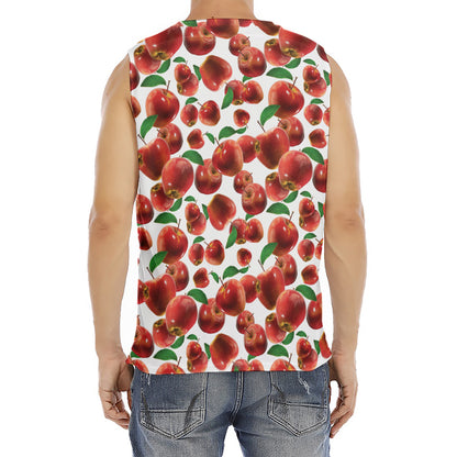 Red Apple Pattern Print Men's Fitness Tank Top