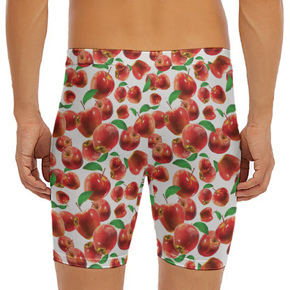 Red Apple Pattern Print Men's Long Boxer Briefs