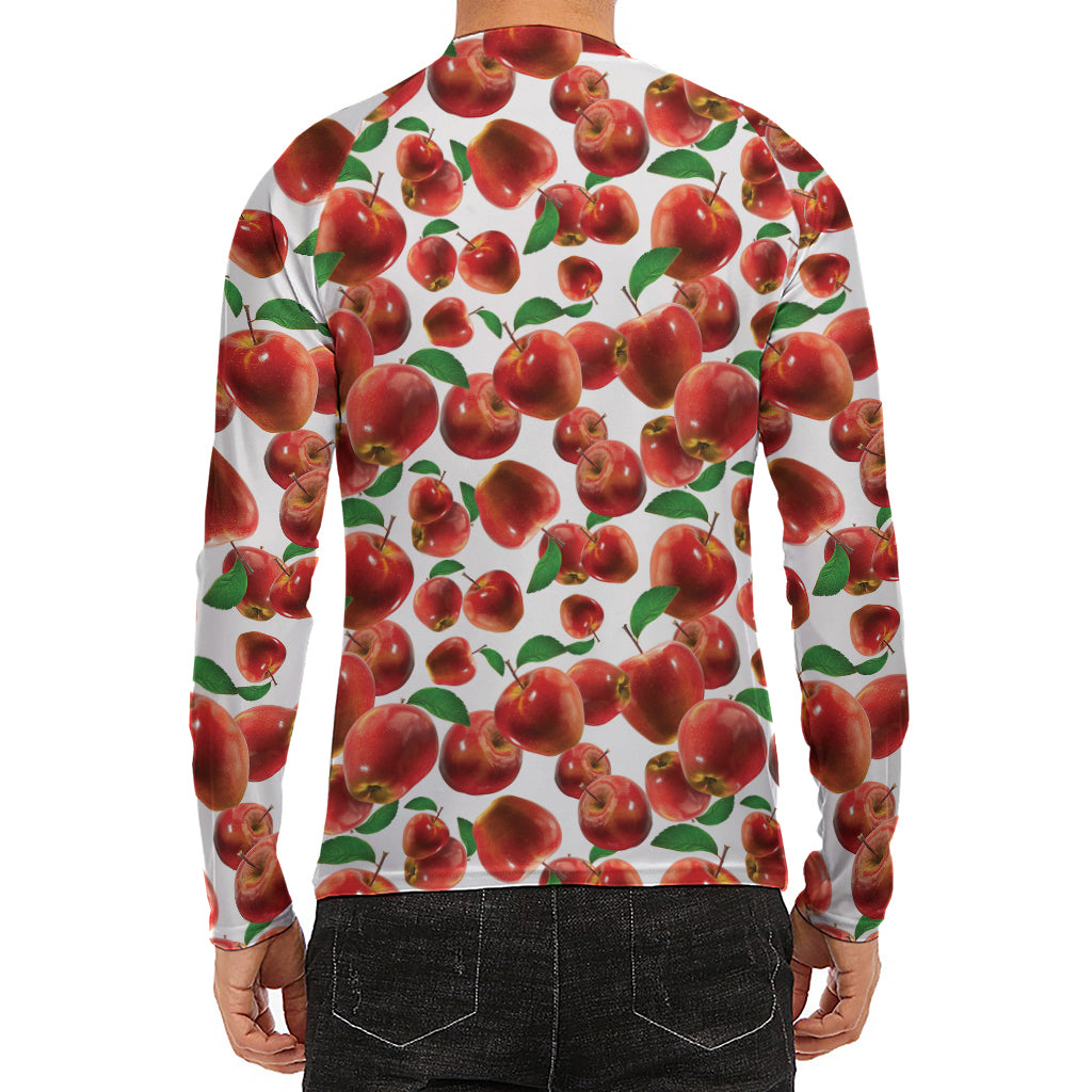 Red Apple Pattern Print Men's Long Sleeve Rash Guard