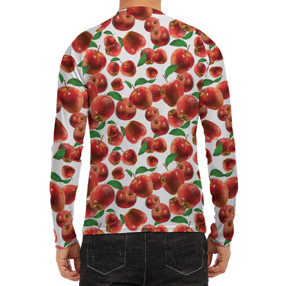 Red Apple Pattern Print Men's Long Sleeve Rash Guard