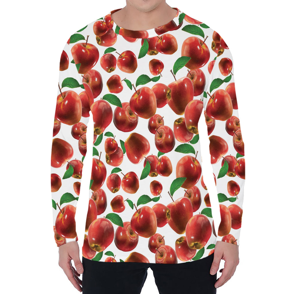 Red Apple Pattern Print Men's Long Sleeve T-Shirt