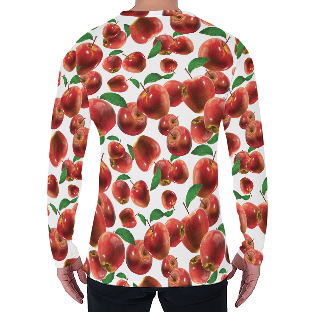 Red Apple Pattern Print Men's Long Sleeve T-Shirt
