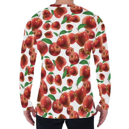 Red Apple Pattern Print Men's Long Sleeve T-Shirt