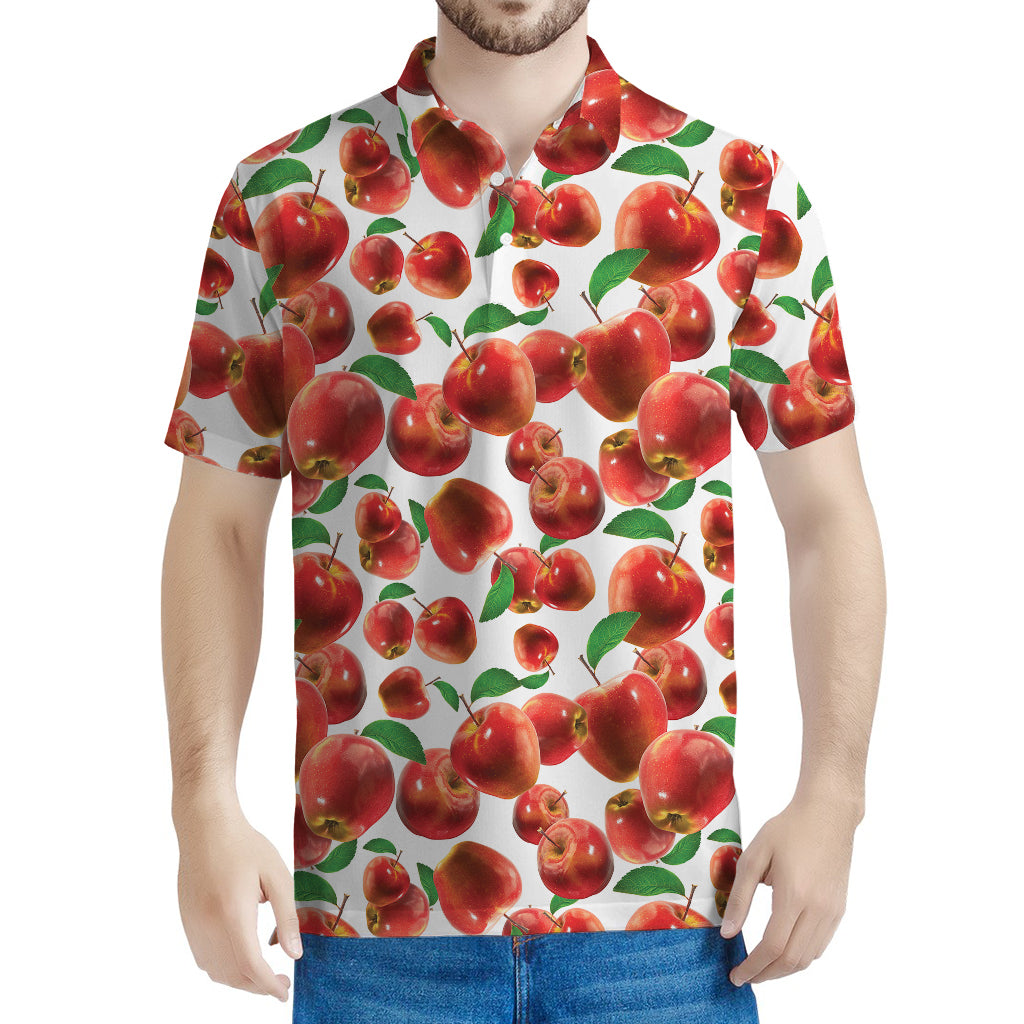 Red Apple Pattern Print Men's Polo Shirt