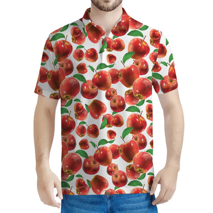 Red Apple Pattern Print Men's Polo Shirt