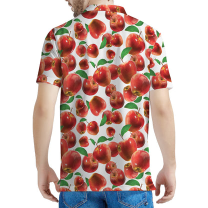 Red Apple Pattern Print Men's Polo Shirt