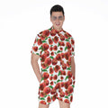 Red Apple Pattern Print Men's Romper