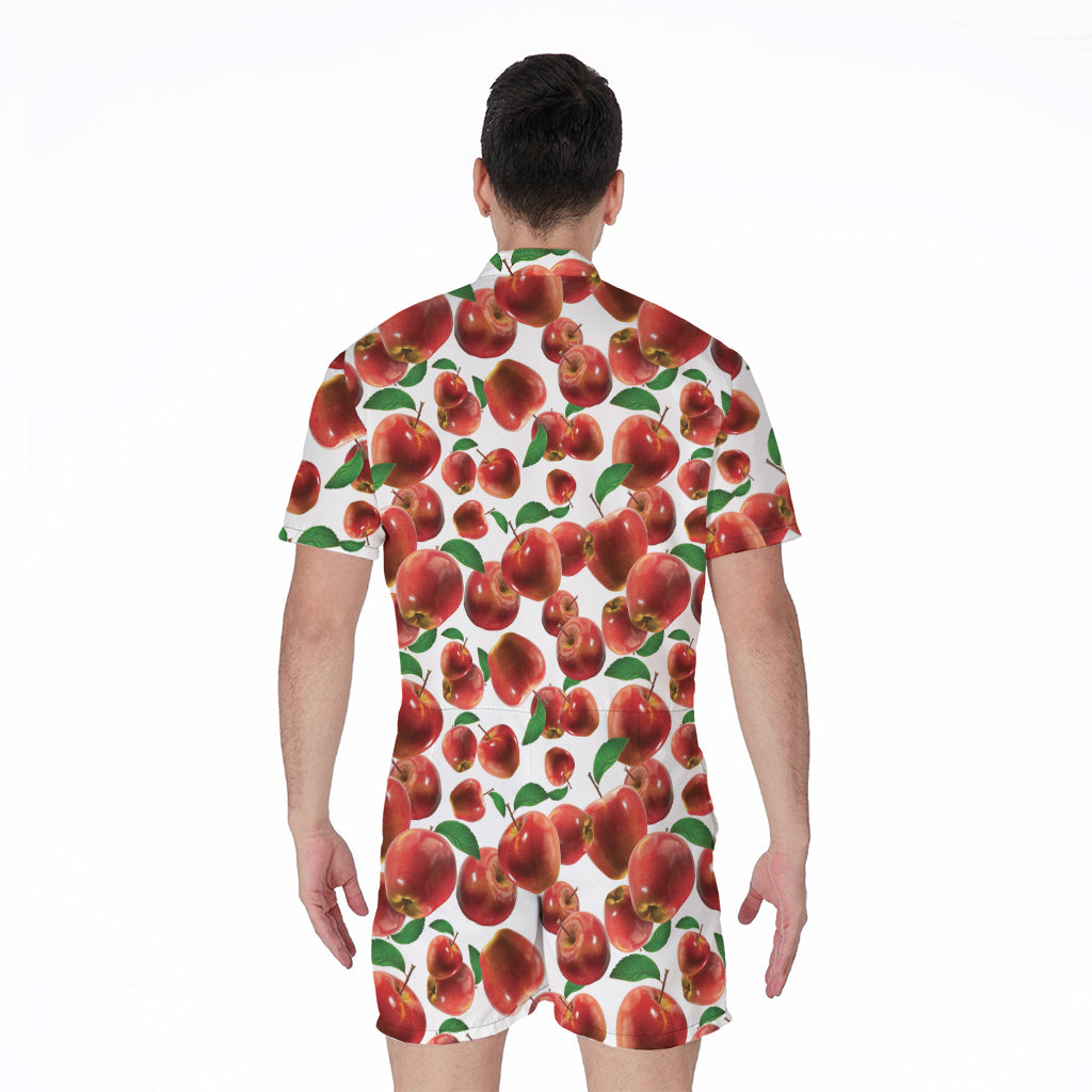 Red Apple Pattern Print Men's Rompers