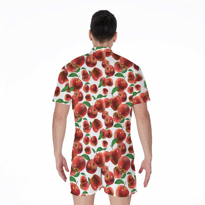 Red Apple Pattern Print Men's Rompers