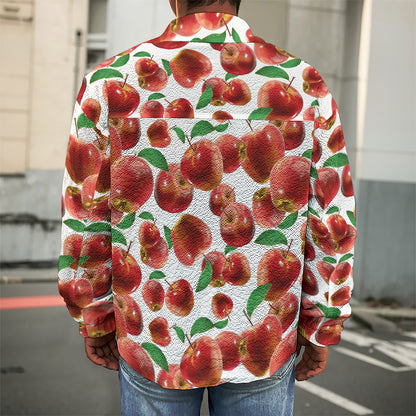 Red Apple Pattern Print Men's Shirt Jacket