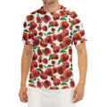Red Apple Pattern Print Men's Short Sleeve Rash Guard