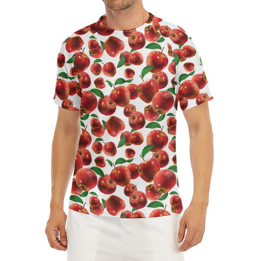 Red Apple Pattern Print Men's Short Sleeve Rash Guard